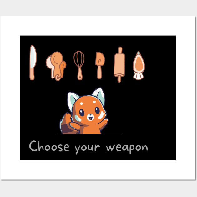 Choose Your Weapon - Cooking Red Panda Wall Art by DungeonDesigns